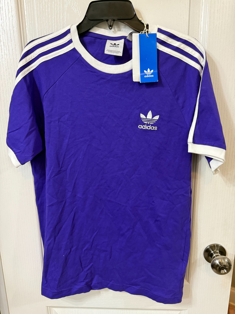 Adidas Originals 3-Stripes Tee Purple White Men's Tee Size M